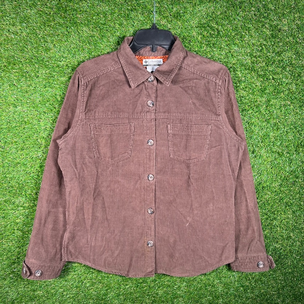 Columbia Sportswear Womens Medium Brown Corduroy Button Down Shirt Paisley Linin